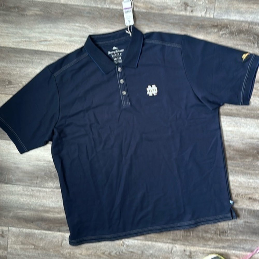 NWT Tommy Bahama shirt, men’s two XL Notre Dame blue polo